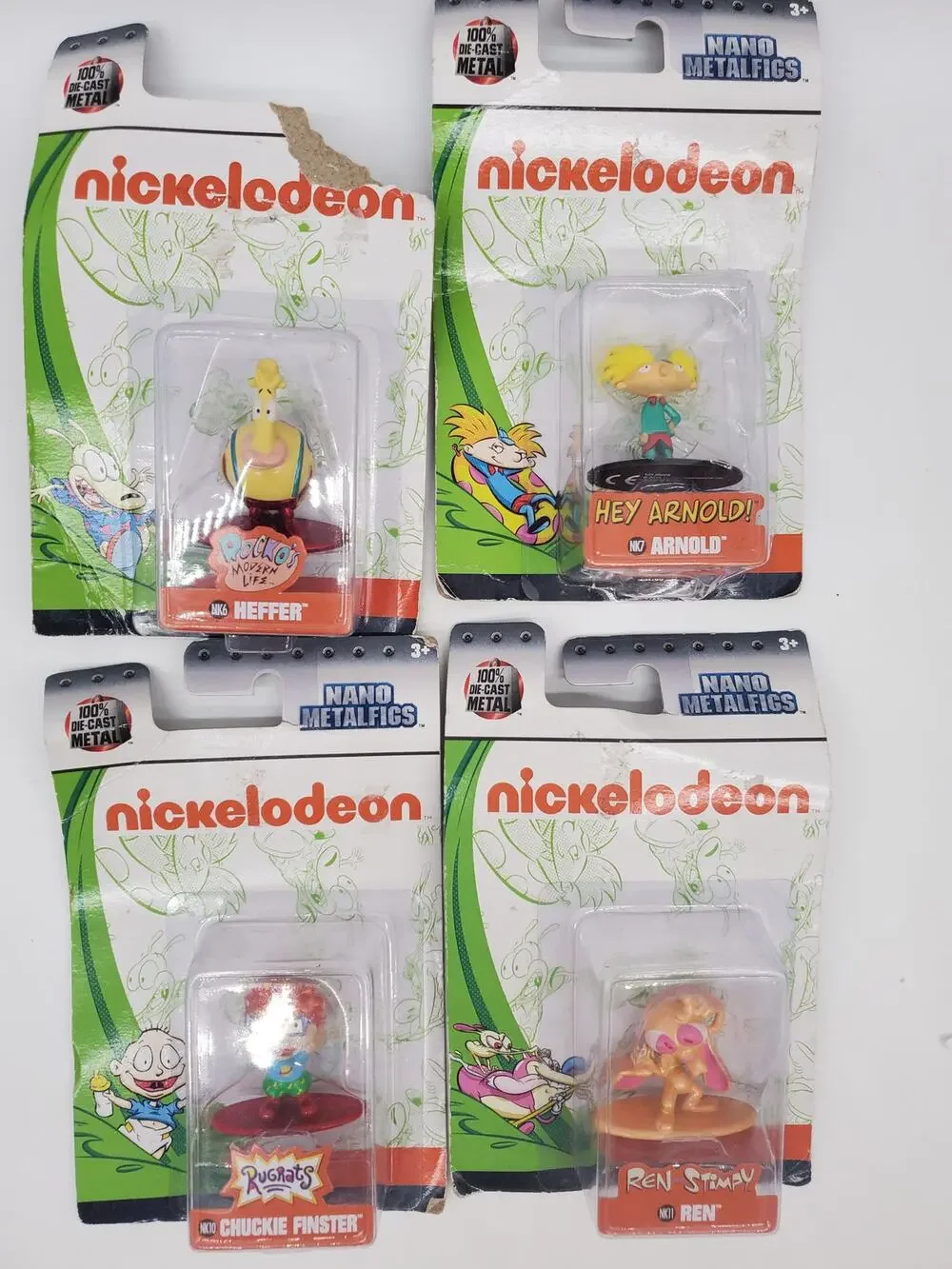 Nickelodeon Lot of 4 Metal Figures - Arnold, Ren, Heffer, Chuckie - Jada